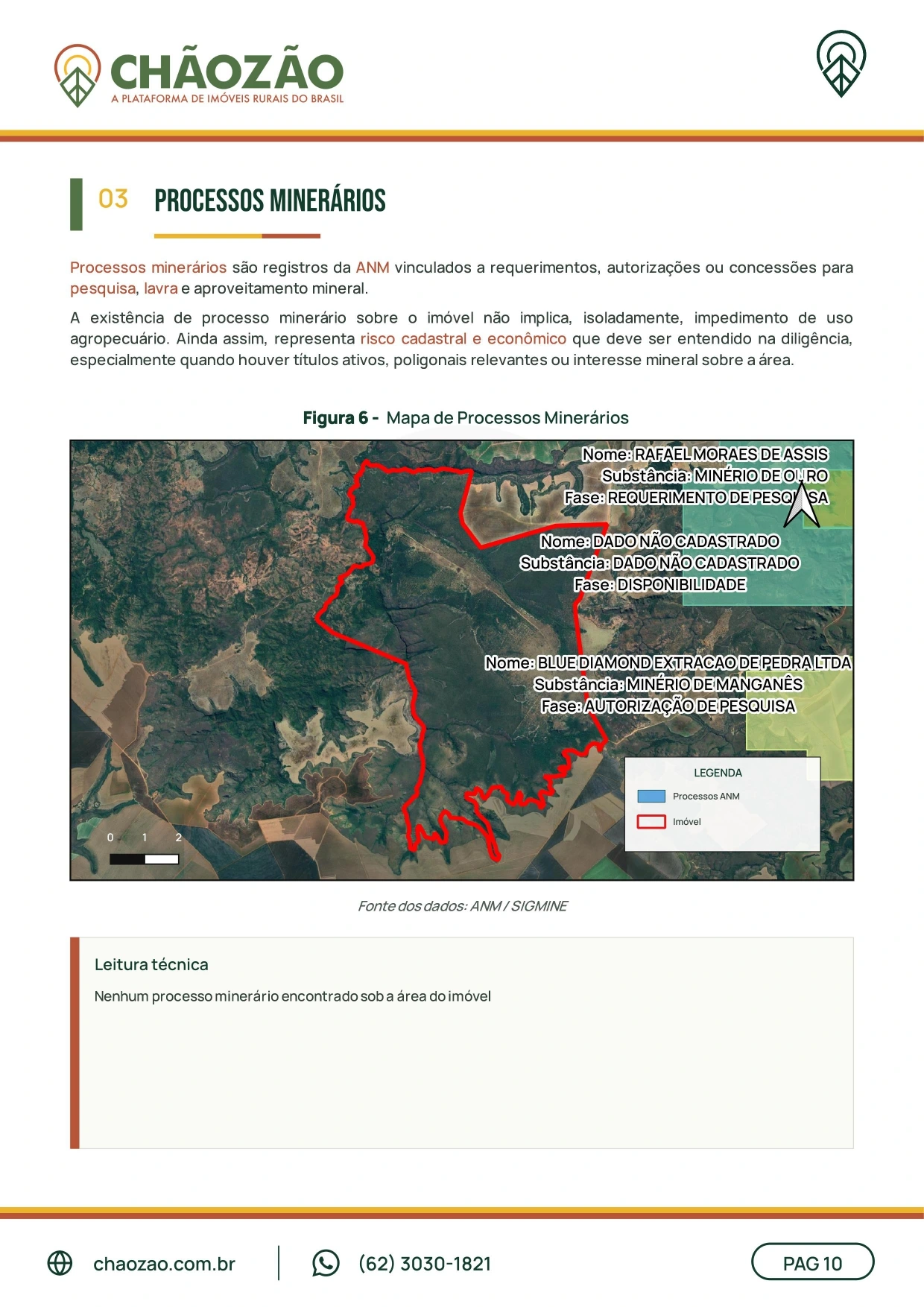 Exemplo de documento técnico KMZ Pró com análise fundiária