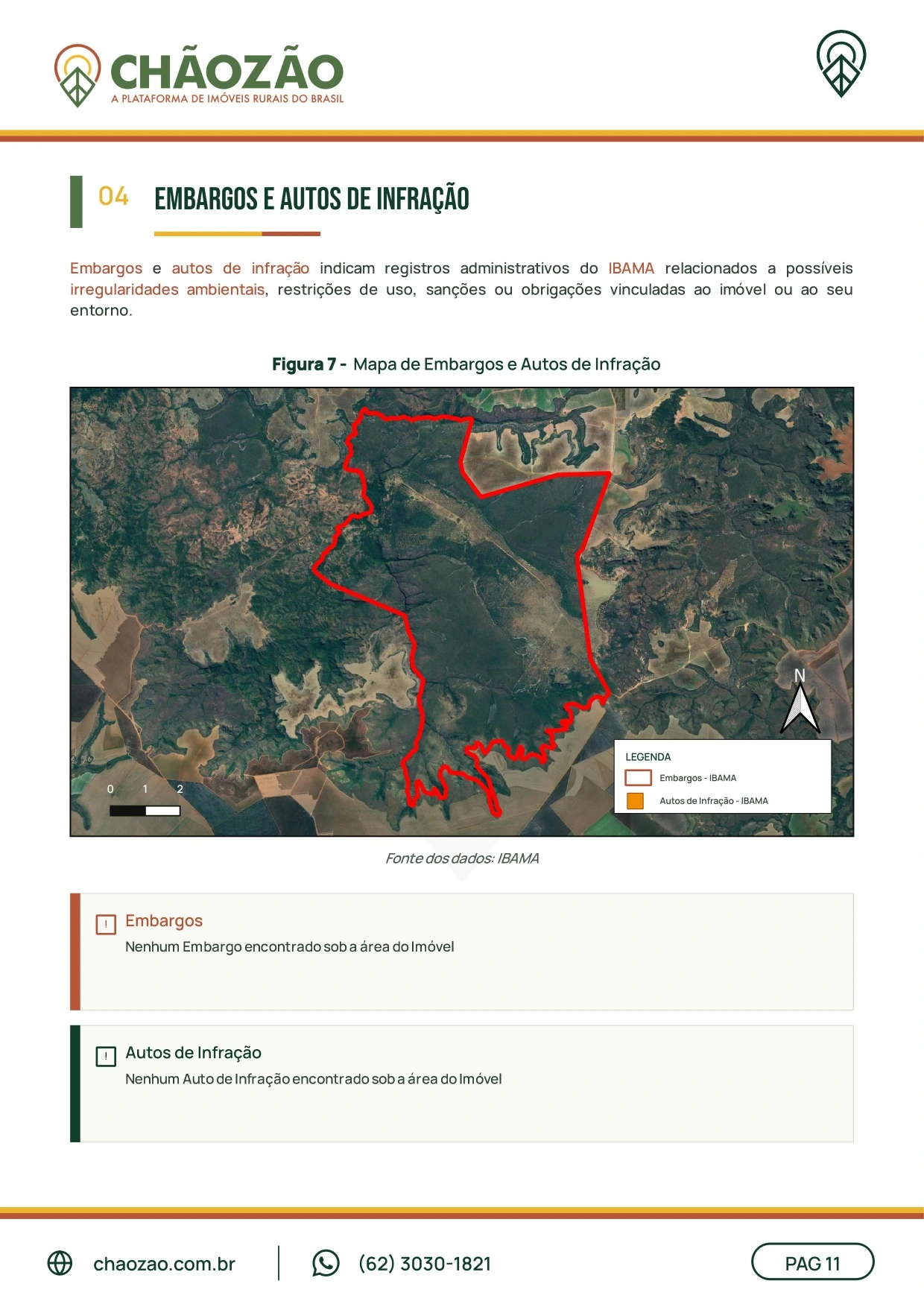 Exemplo de documento técnico KMZ Pró com área de análise destacada